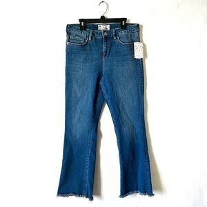 Free People NWT High Rise Crop Jeans Women Size 30 Raw Hem Blue ob714973
